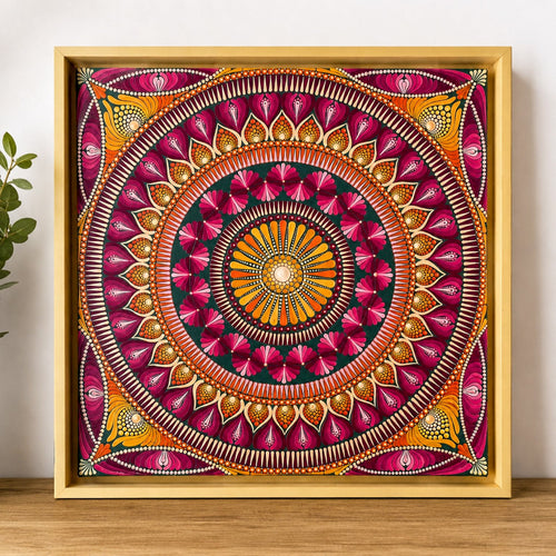 AMARA originalna mandala v shadow-box okvirju – pogled od spredaj