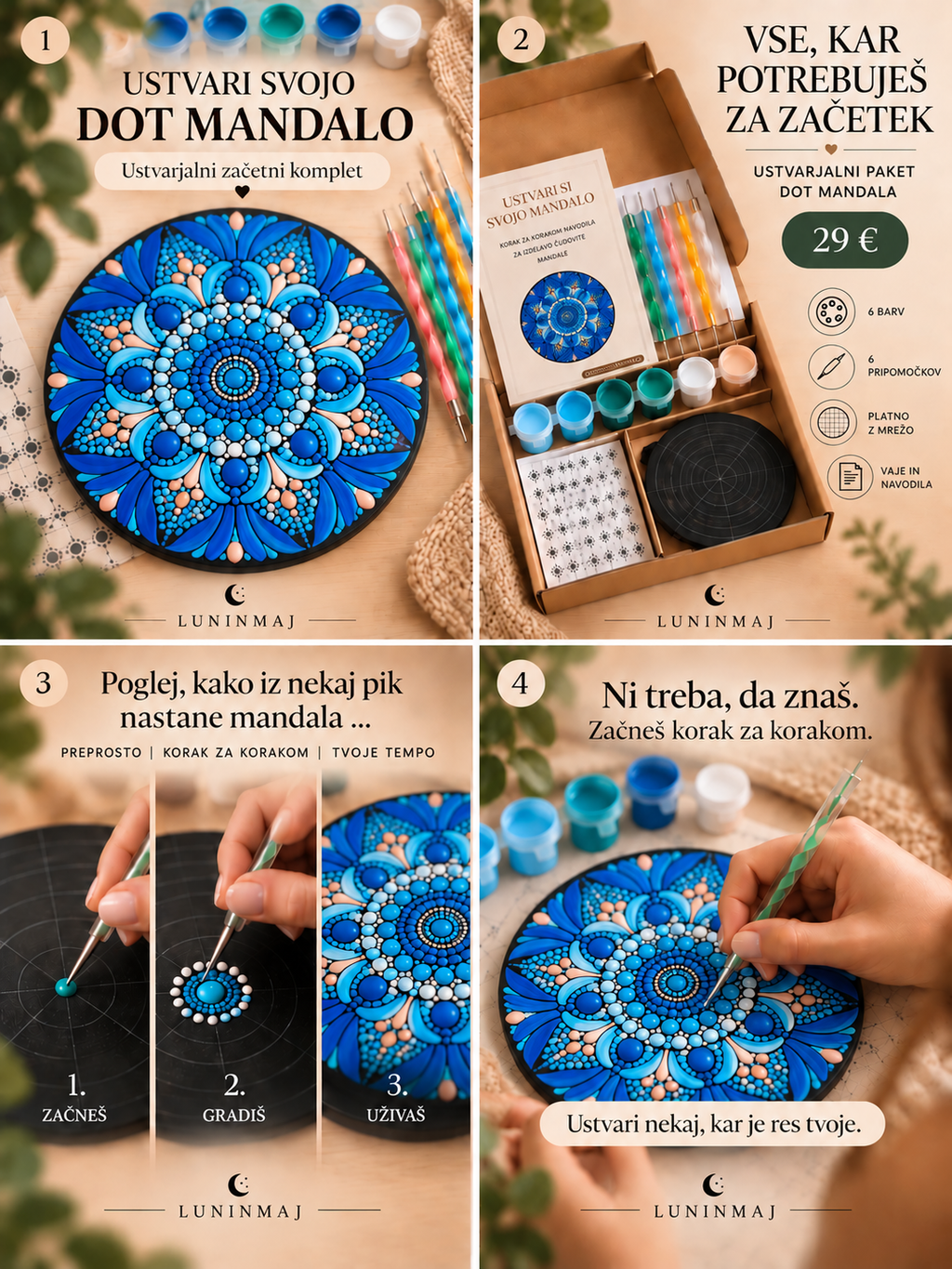 Ustvarjalni DOT MANDALA paket – modra