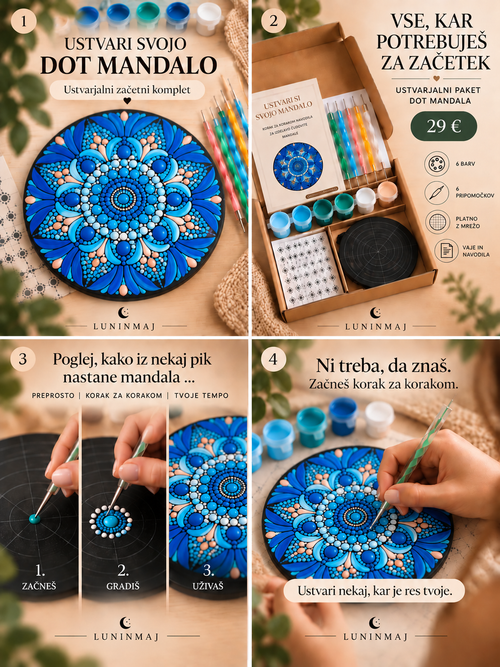 Ustvarjalni DOT MANDALA paket – modra