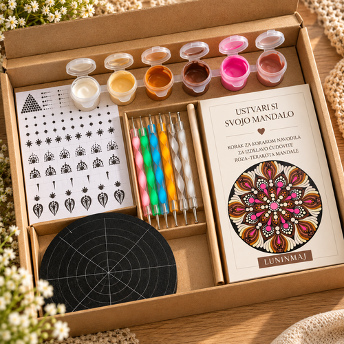 DOT MANDALA paket Terakota & roza LUNINMAJ z barvami in pripomočki